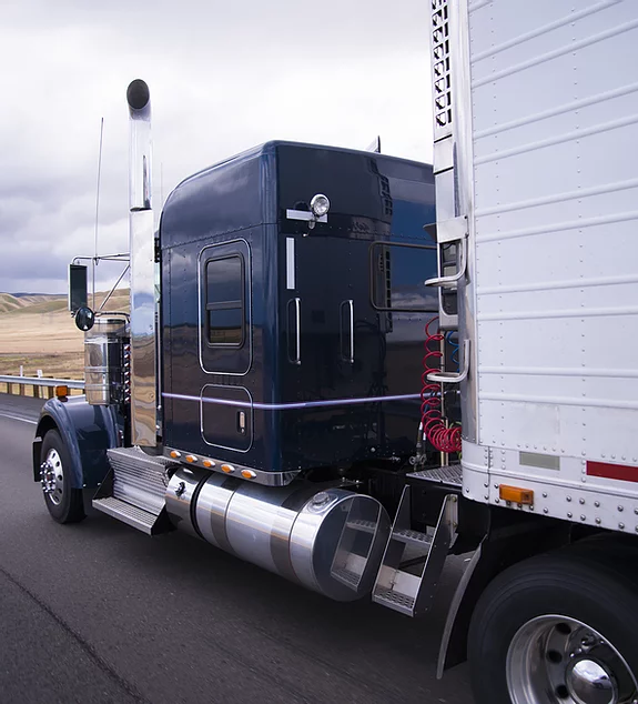 Classic bonneted American semi truck wit